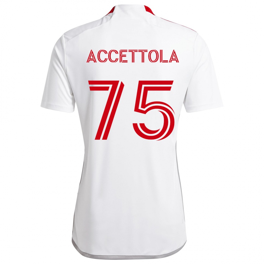 Niño Camiseta Luca Accettola #75 Blanco Rojo 2ª Equipación 2024/25 La Camisa Argentina