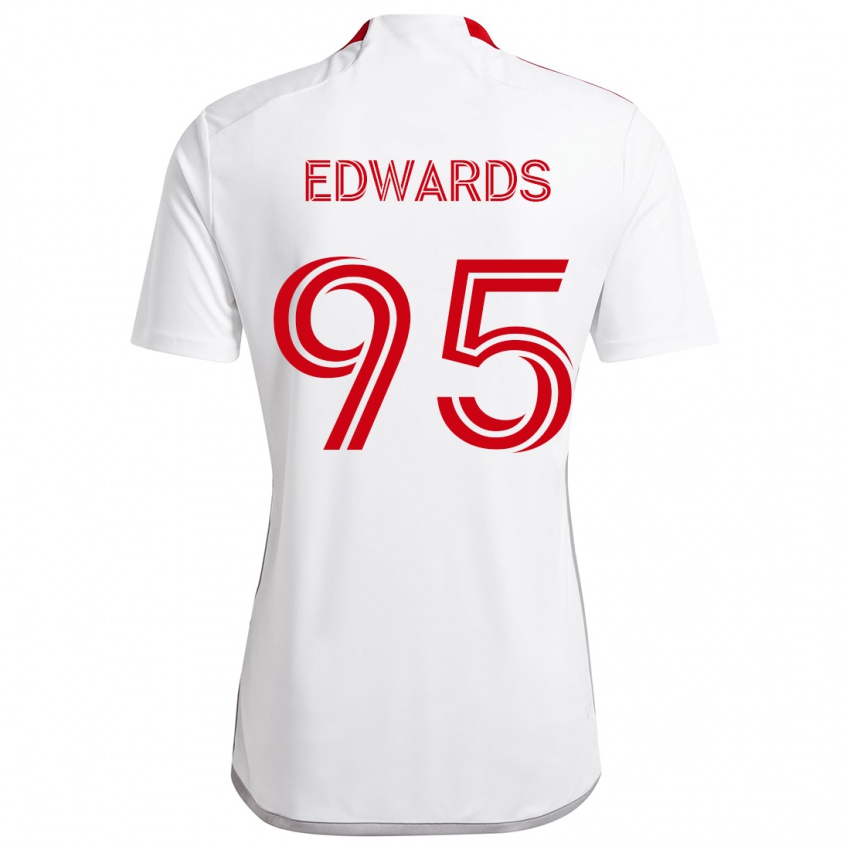 Niño Camiseta Nathaniel Edwards #95 Blanco Rojo 2ª Equipación 2024/25 La Camisa Argentina