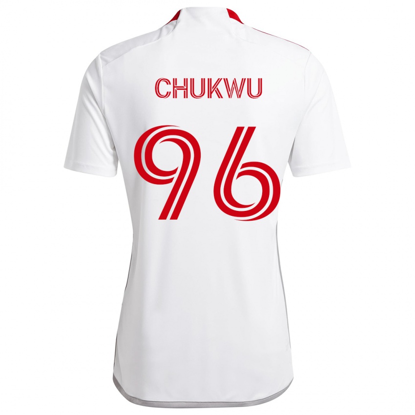 Niño Camiseta Richard Chukwu #96 Blanco Rojo 2ª Equipación 2024/25 La Camisa Argentina