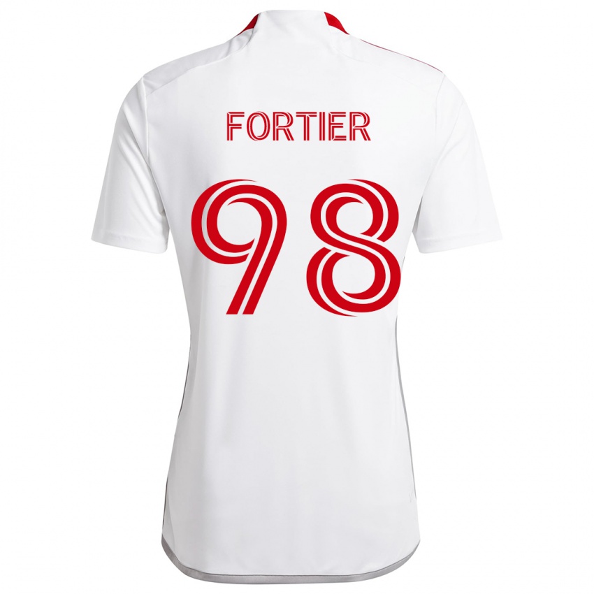 Niño Camiseta Kristjan Fortier #98 Blanco Rojo 2ª Equipación 2024/25 La Camisa Argentina