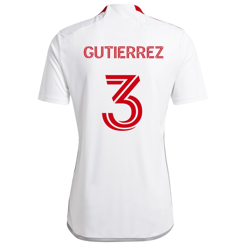 Niño Camiseta Cristián Gutiérrez #3 Blanco Rojo 2ª Equipación 2024/25 La Camisa Argentina