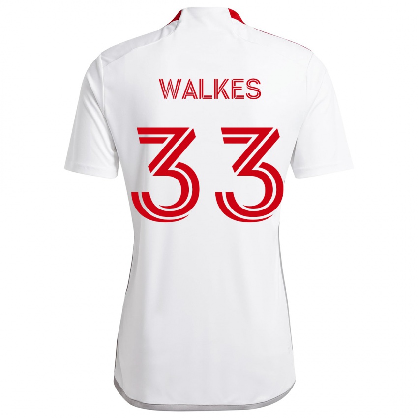 Niño Camiseta Reshaun Walkes #33 Blanco Rojo 2ª Equipación 2024/25 La Camisa Argentina