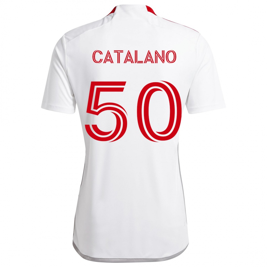 Niño Camiseta Gianluca Catalano #50 Blanco Rojo 2ª Equipación 2024/25 La Camisa Argentina