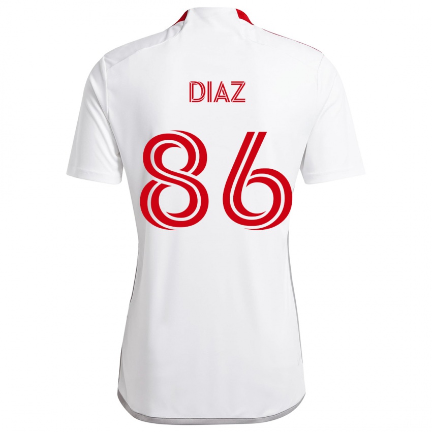 Niño Camiseta Alec Díaz #86 Blanco Rojo 2ª Equipación 2024/25 La Camisa Argentina