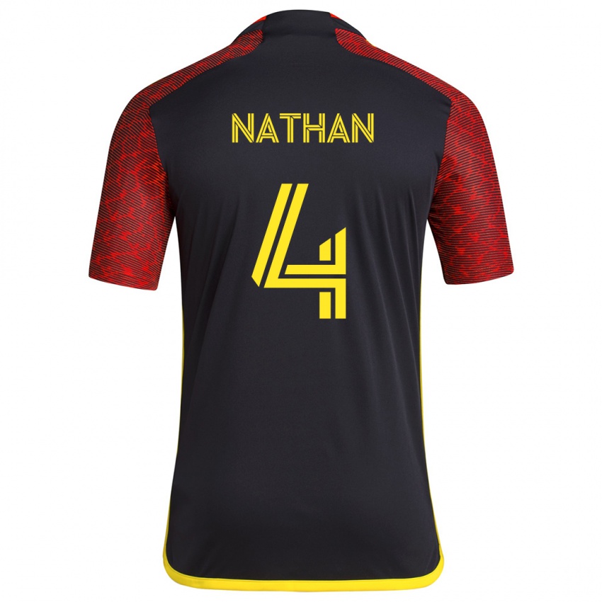 Niño Camiseta Nathan #4 Negro Rojo 2ª Equipación 2024/25 La Camisa Argentina