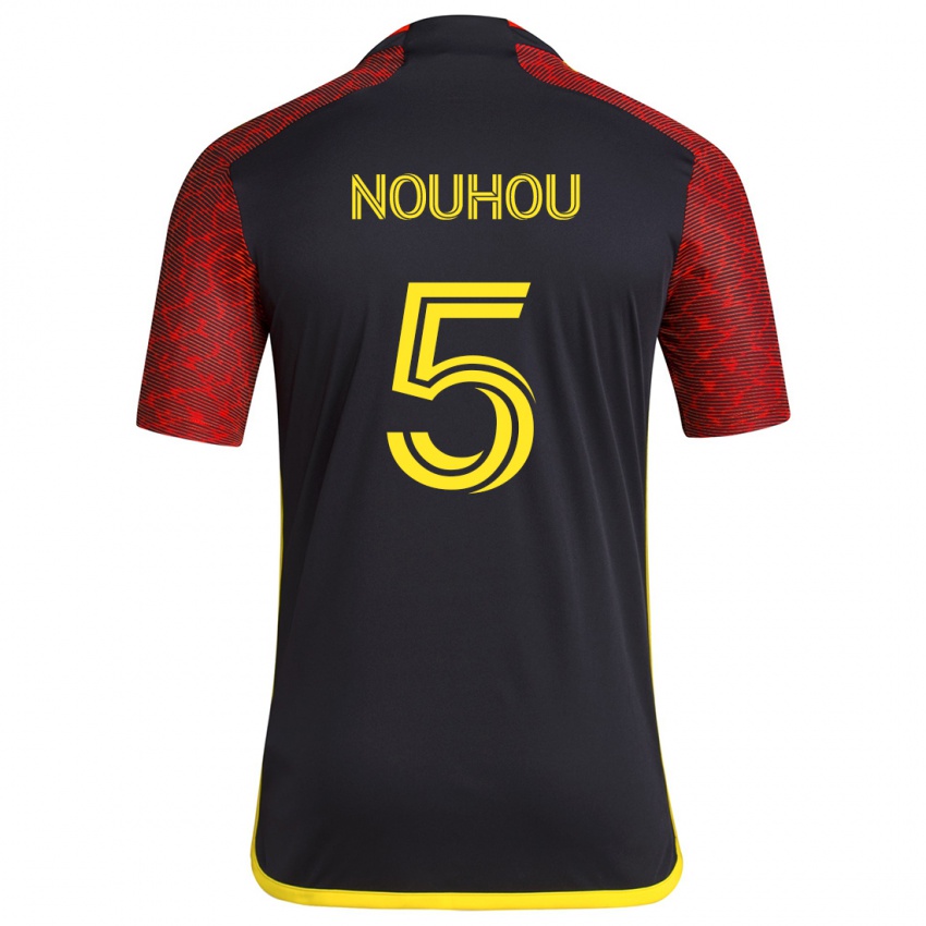 Niño Camiseta Nouhou #5 Negro Rojo 2ª Equipación 2024/25 La Camisa Argentina