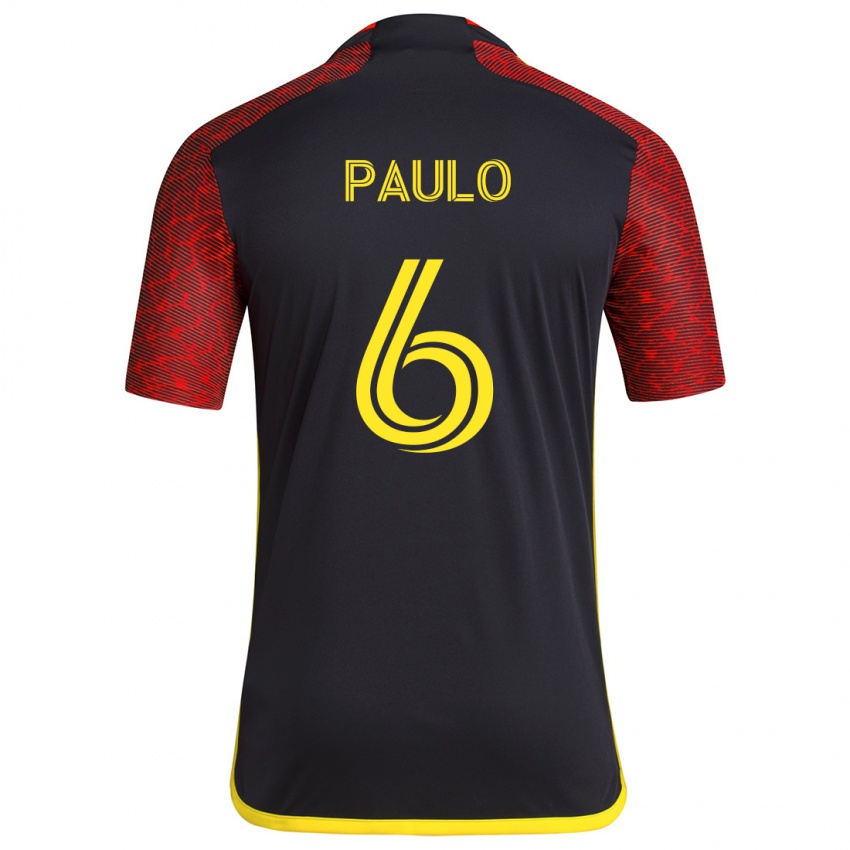 Niño Camiseta João Paulo #6 Negro Rojo 2ª Equipación 2024/25 La Camisa Argentina