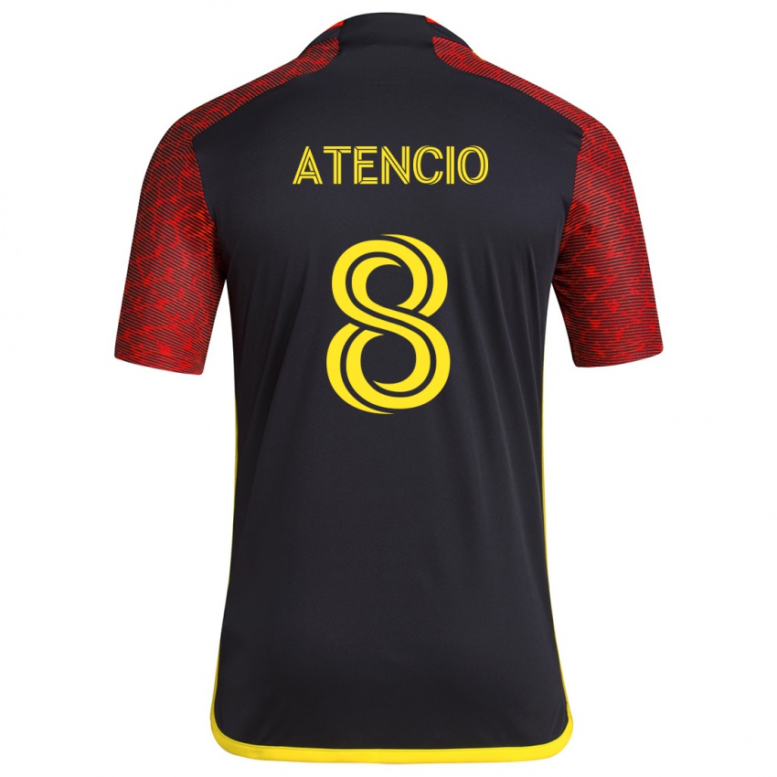 Niño Camiseta Josh Atencio #8 Negro Rojo 2ª Equipación 2024/25 La Camisa Argentina