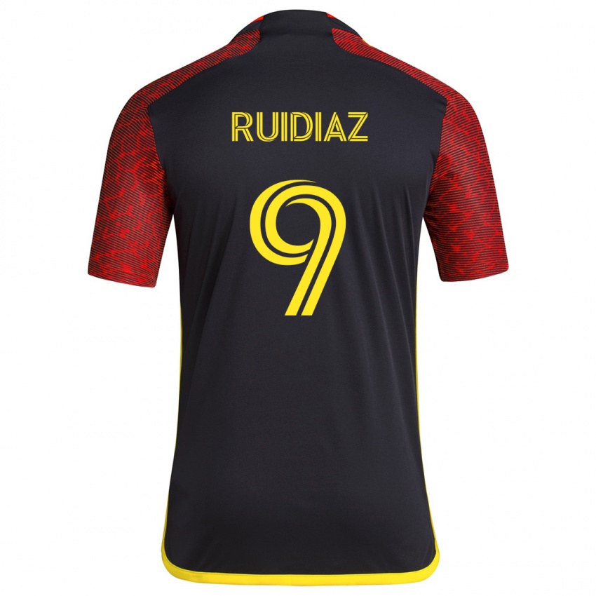 Niño Camiseta Raúl Ruidíaz #9 Negro Rojo 2ª Equipación 2024/25 La Camisa Argentina