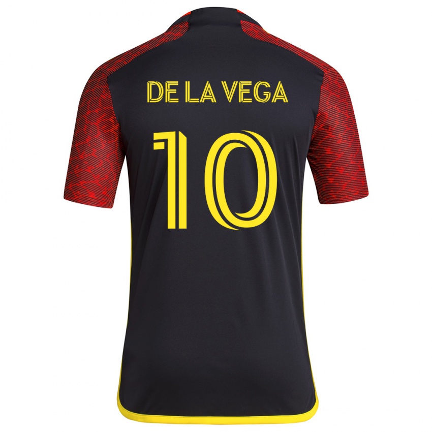 Niño Camiseta Pedro De La Vega #10 Negro Rojo 2ª Equipación 2024/25 La Camisa Argentina