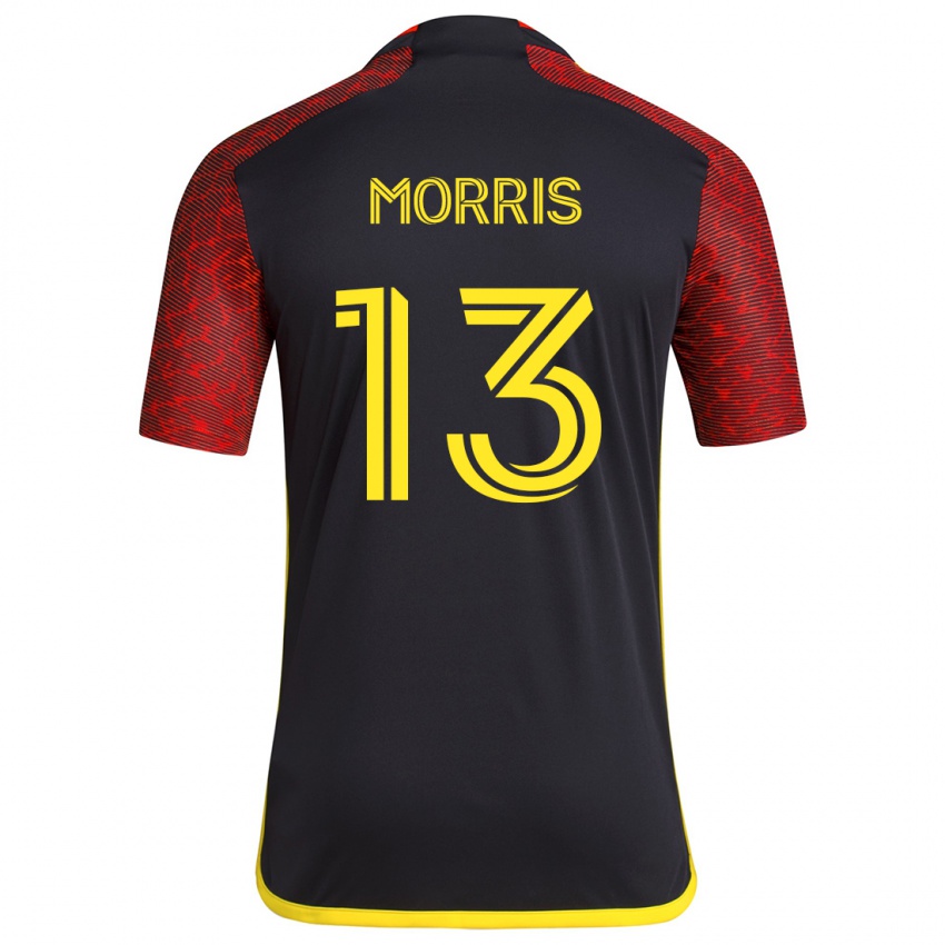 Niño Camiseta Jordan Morris #13 Negro Rojo 2ª Equipación 2024/25 La Camisa Argentina