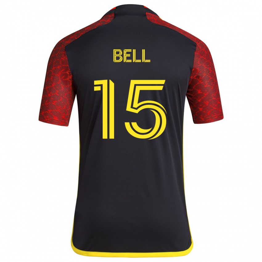 Niño Camiseta Jon Bell #15 Negro Rojo 2ª Equipación 2024/25 La Camisa Argentina