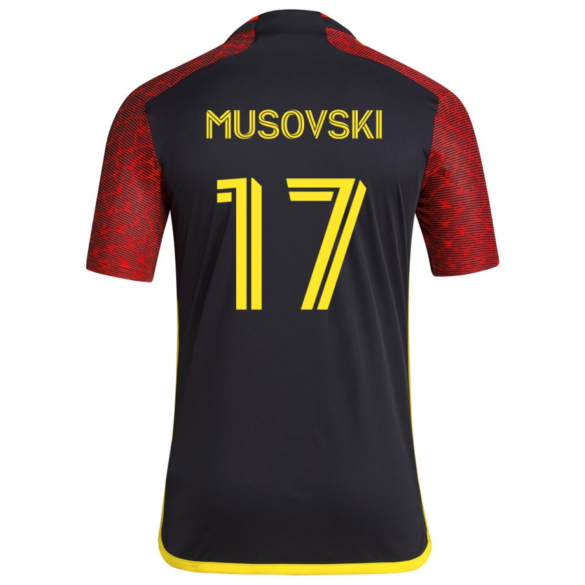 Niño Camiseta Danny Musovski #17 Negro Rojo 2ª Equipación 2024/25 La Camisa Argentina