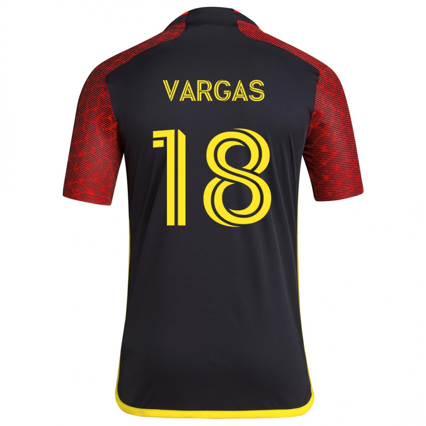 Niño Camiseta Obed Vargas #18 Negro Rojo 2ª Equipación 2024/25 La Camisa Argentina