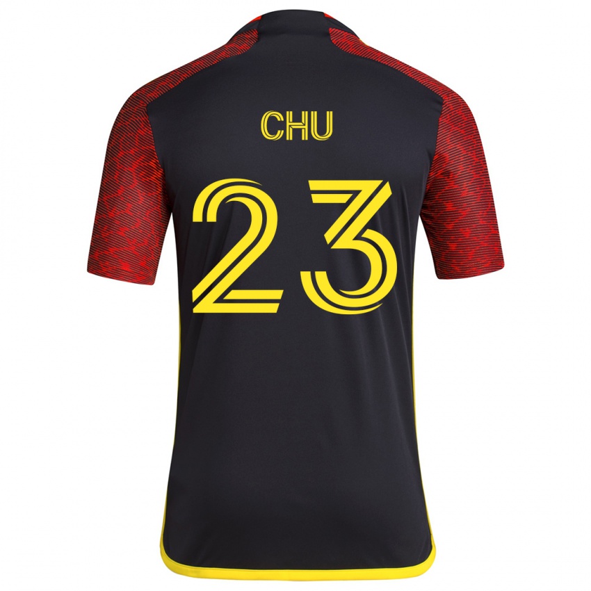 Niño Camiseta Léo Chú #23 Negro Rojo 2ª Equipación 2024/25 La Camisa Argentina