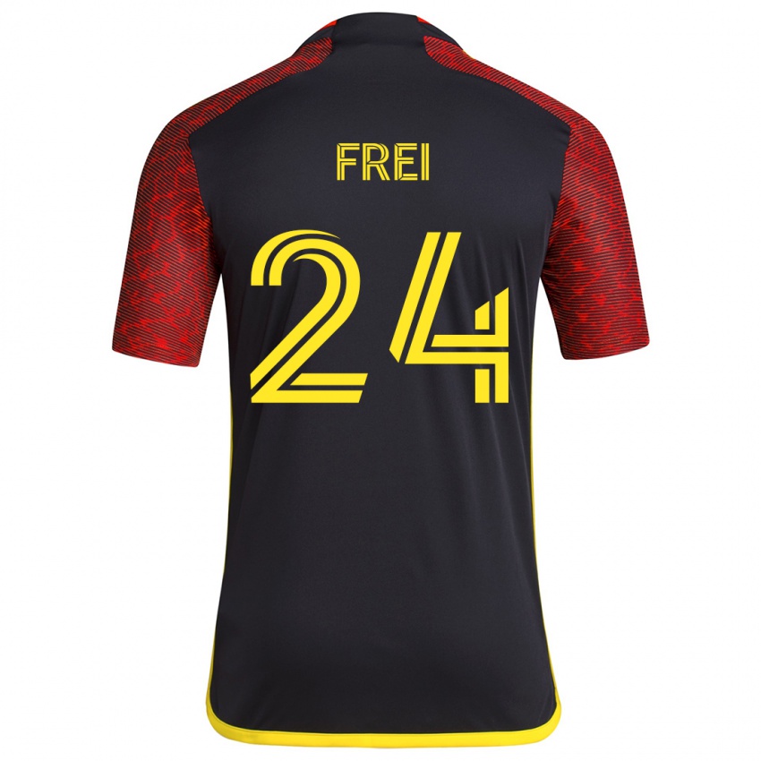 Niño Camiseta Stefan Frei #24 Negro Rojo 2ª Equipación 2024/25 La Camisa Argentina