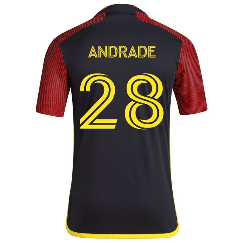 Niño Camiseta Yeimar Gómez Andrade #28 Negro Rojo 2ª Equipación 2024/25 La Camisa Argentina