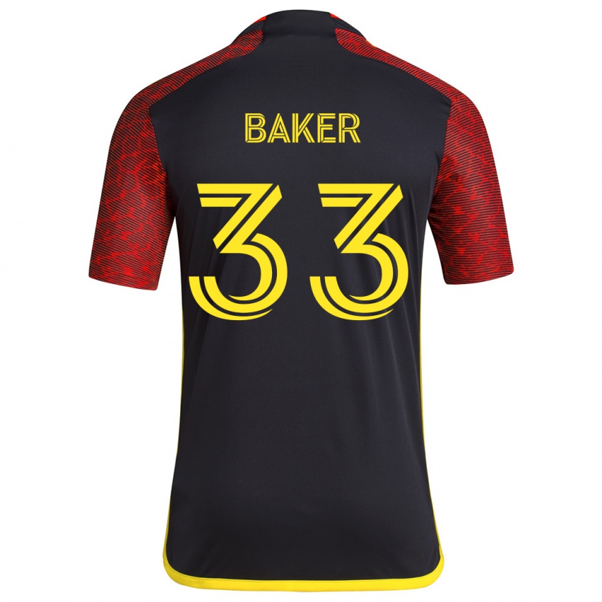 Niño Camiseta Cody Baker #33 Negro Rojo 2ª Equipación 2024/25 La Camisa Argentina