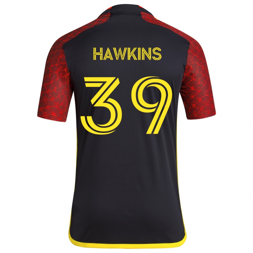 Niño Camiseta Stuart Hawkins #39 Negro Rojo 2ª Equipación 2024/25 La Camisa Argentina