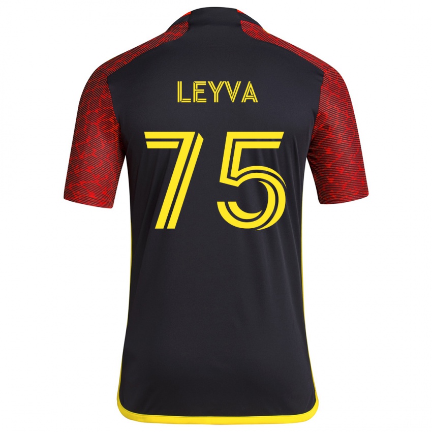 Niño Camiseta Danny Leyva #75 Negro Rojo 2ª Equipación 2024/25 La Camisa Argentina