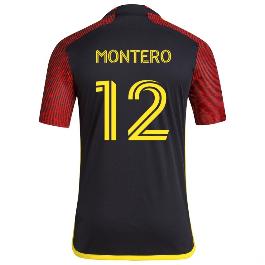 Niño Camiseta Fredy Montero #12 Negro Rojo 2ª Equipación 2024/25 La Camisa Argentina