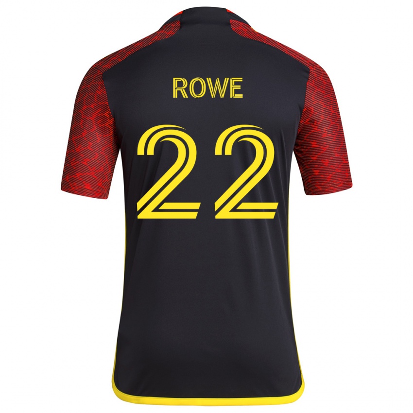 Niño Camiseta Kelyn Rowe #22 Negro Rojo 2ª Equipación 2024/25 La Camisa Argentina