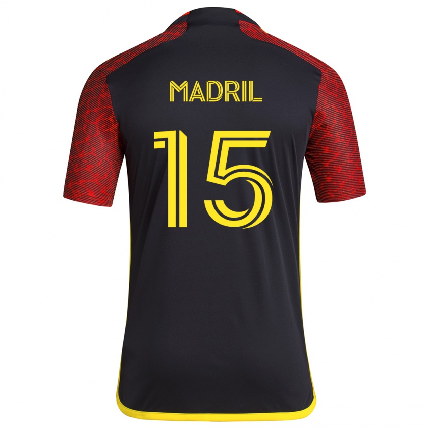 Niño Camiseta Emily Madril #15 Negro Rojo 2ª Equipación 2024/25 La Camisa Argentina