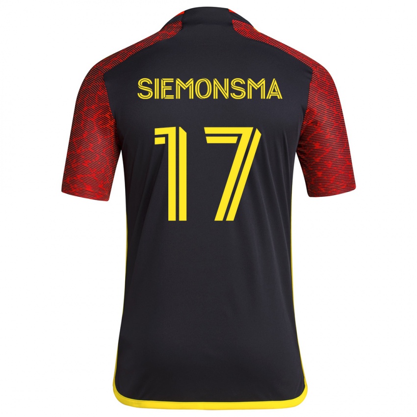 Niño Camiseta Sianna Siemonsma #17 Negro Rojo 2ª Equipación 2024/25 La Camisa Argentina