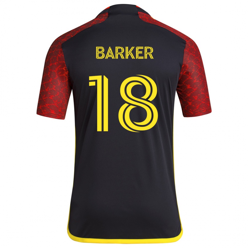 Niño Camiseta Alicia Barker #18 Negro Rojo 2ª Equipación 2024/25 La Camisa Argentina