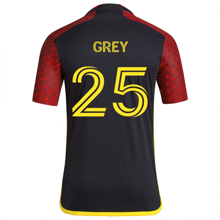 Niño Camiseta Mireya Grey #25 Negro Rojo 2ª Equipación 2024/25 La Camisa Argentina