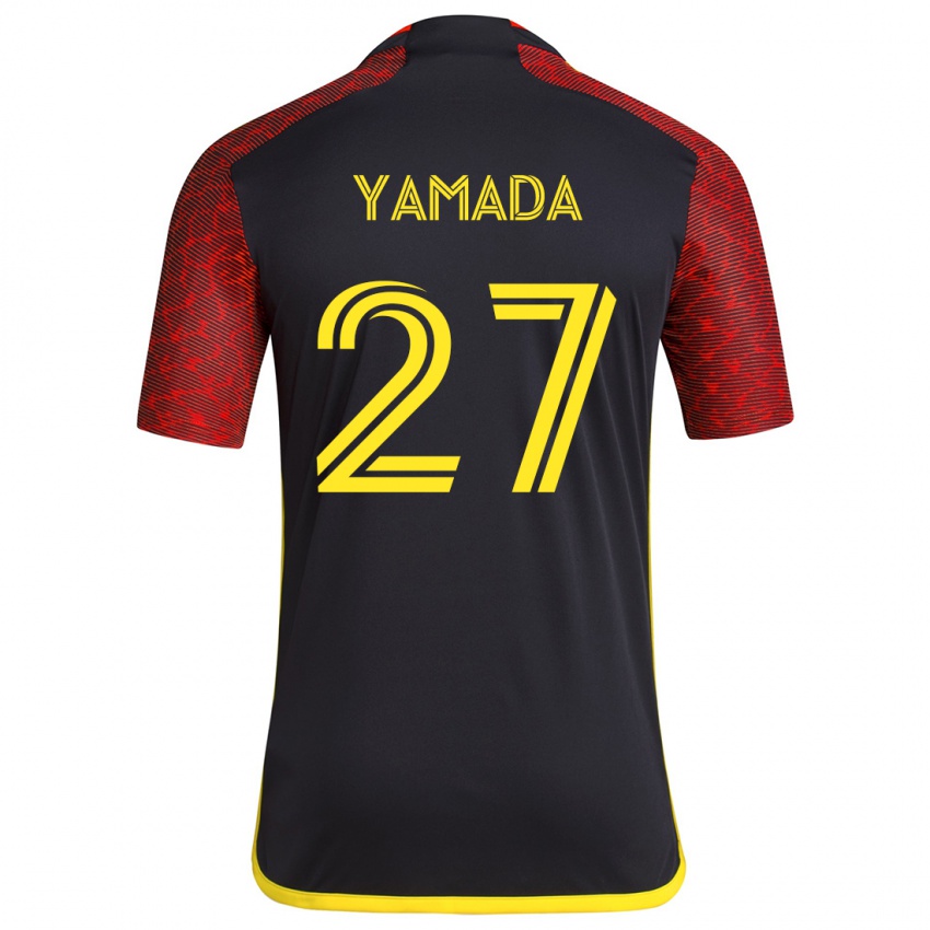 Niño Camiseta Hikari Yamada #27 Negro Rojo 2ª Equipación 2024/25 La Camisa Argentina