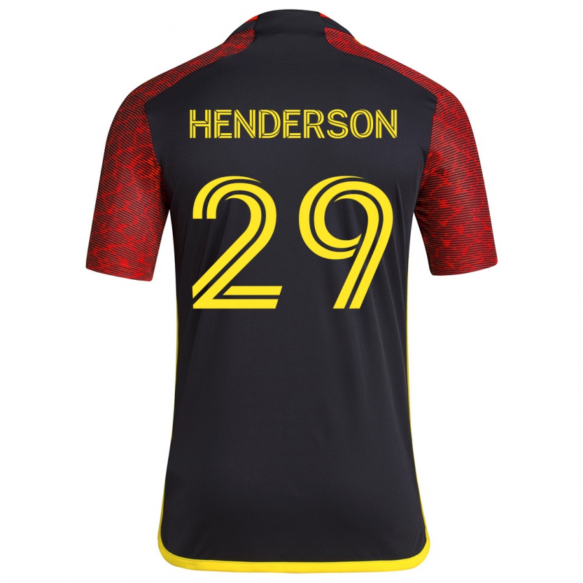 Niño Camiseta Anna Henderson #29 Negro Rojo 2ª Equipación 2024/25 La Camisa Argentina