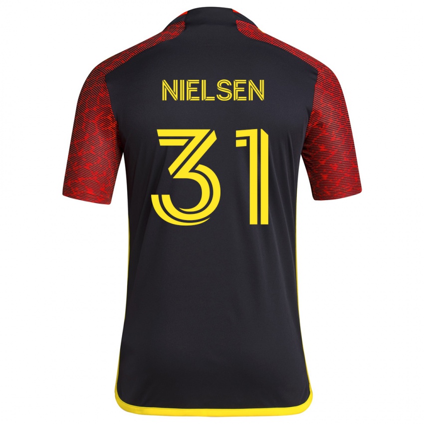 Niño Camiseta Madeline Nielsen #31 Negro Rojo 2ª Equipación 2024/25 La Camisa Argentina