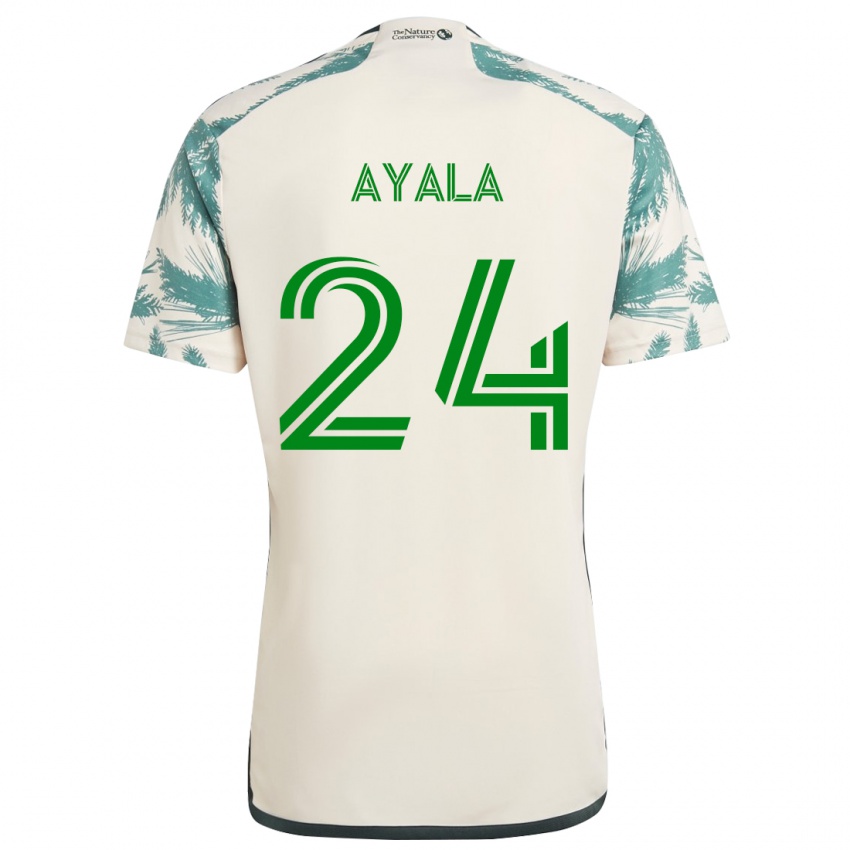 Niño Camiseta David Ayala #24 Beige Marrón 2ª Equipación 2024/25 La Camisa Argentina