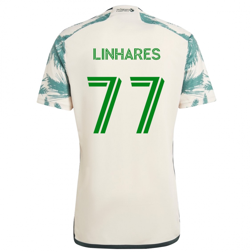 Niño Camiseta Kyle Linhares #77 Beige Marrón 2ª Equipación 2024/25 La Camisa Argentina