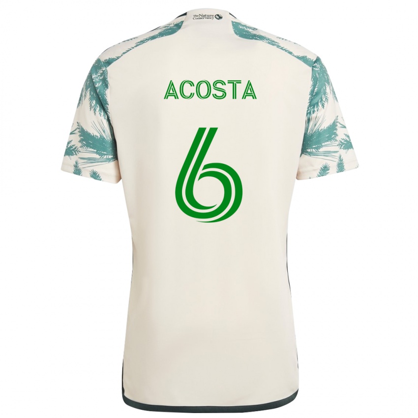 Niño Camiseta Bryan Acosta #6 Beige Marrón 2ª Equipación 2024/25 La Camisa Argentina