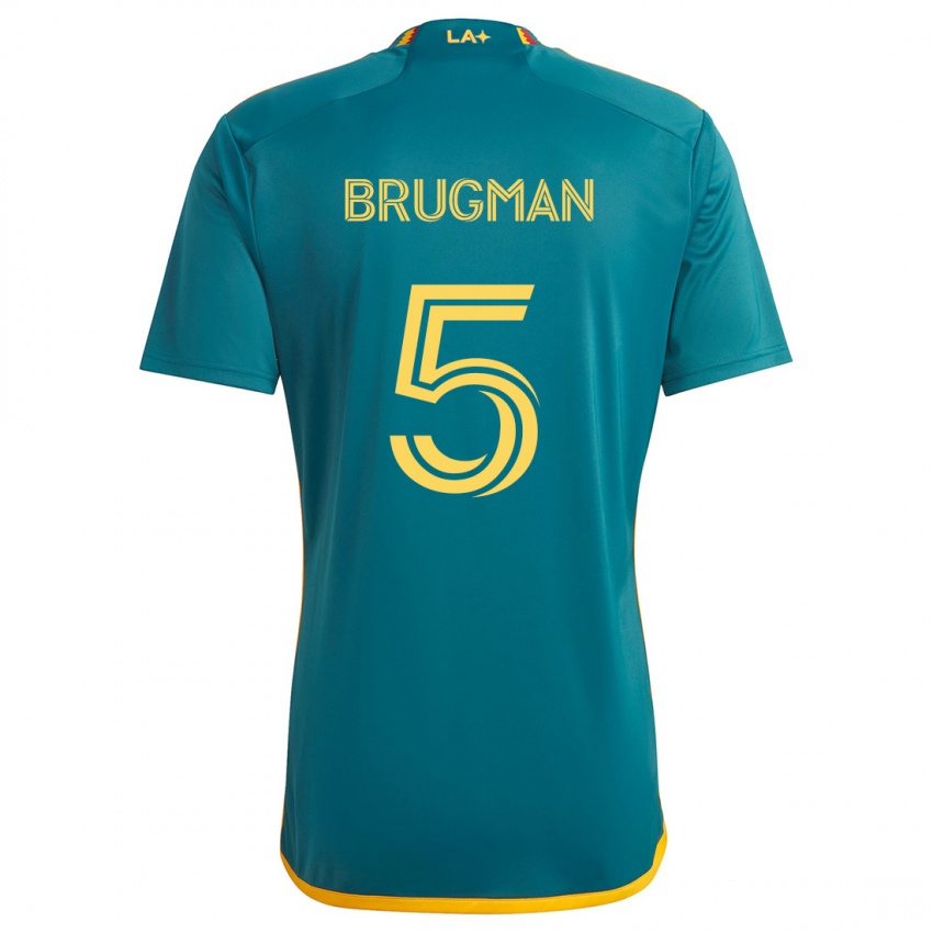 Niño Camiseta Gastón Brugman #5 Verde Amarillo 2ª Equipación 2024/25 La Camisa Argentina