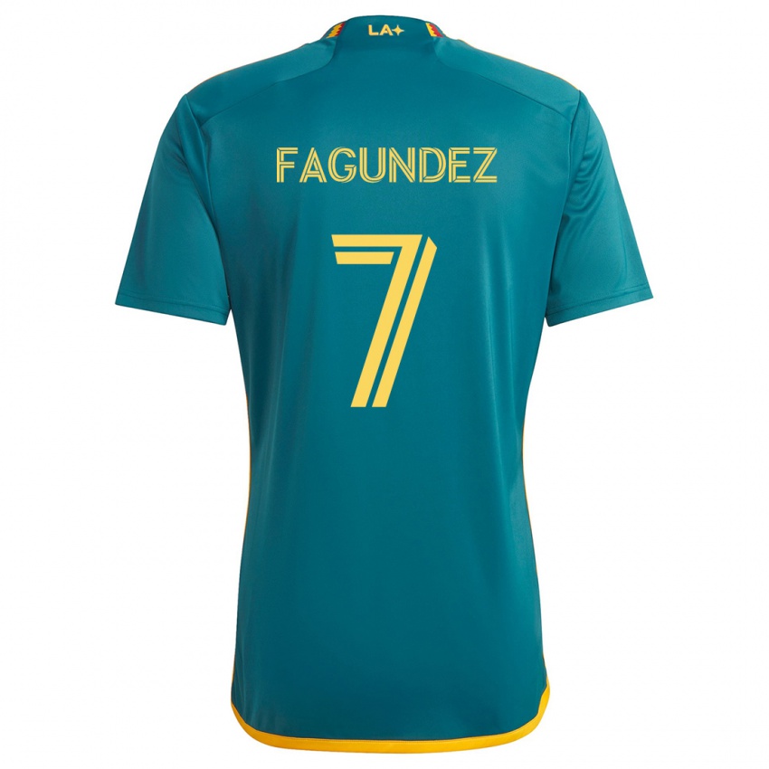 Niño Camiseta Diego Fagúndez #7 Verde Amarillo 2ª Equipación 2024/25 La Camisa Argentina