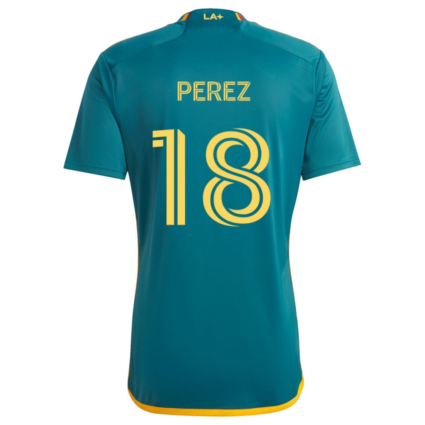 Niño Camiseta Jonathan Pérez #18 Verde Amarillo 2ª Equipación 2024/25 La Camisa Argentina