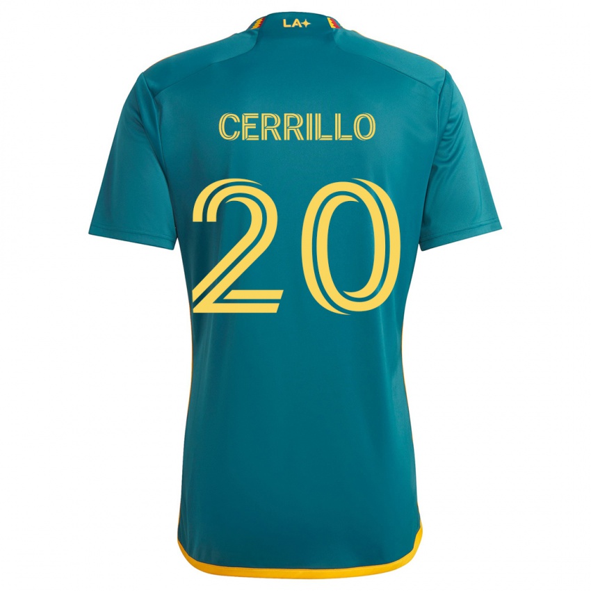 Niño Camiseta Edwin Cerrillo #20 Verde Amarillo 2ª Equipación 2024/25 La Camisa Argentina