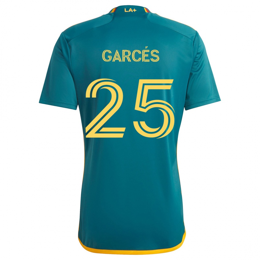 Niño Camiseta Carlos Garcés #25 Verde Amarillo 2ª Equipación 2024/25 La Camisa Argentina