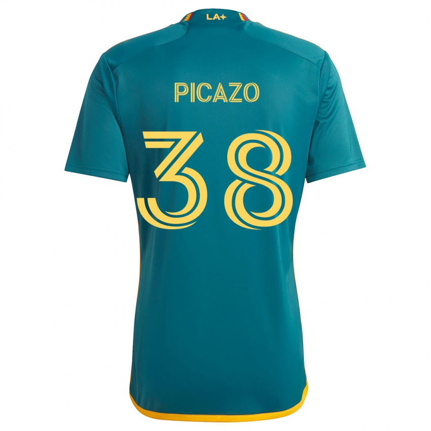 Niño Camiseta Axel Picazo #38 Verde Amarillo 2ª Equipación 2024/25 La Camisa Argentina