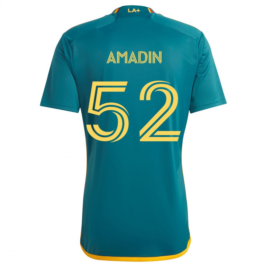 Niño Camiseta Elijah Amadin #52 Verde Amarillo 2ª Equipación 2024/25 La Camisa Argentina