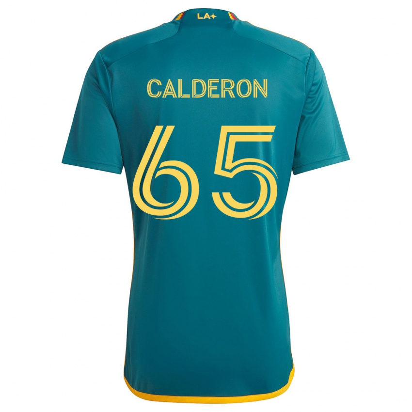 Niño Camiseta Juan Calderón #65 Verde Amarillo 2ª Equipación 2024/25 La Camisa Argentina