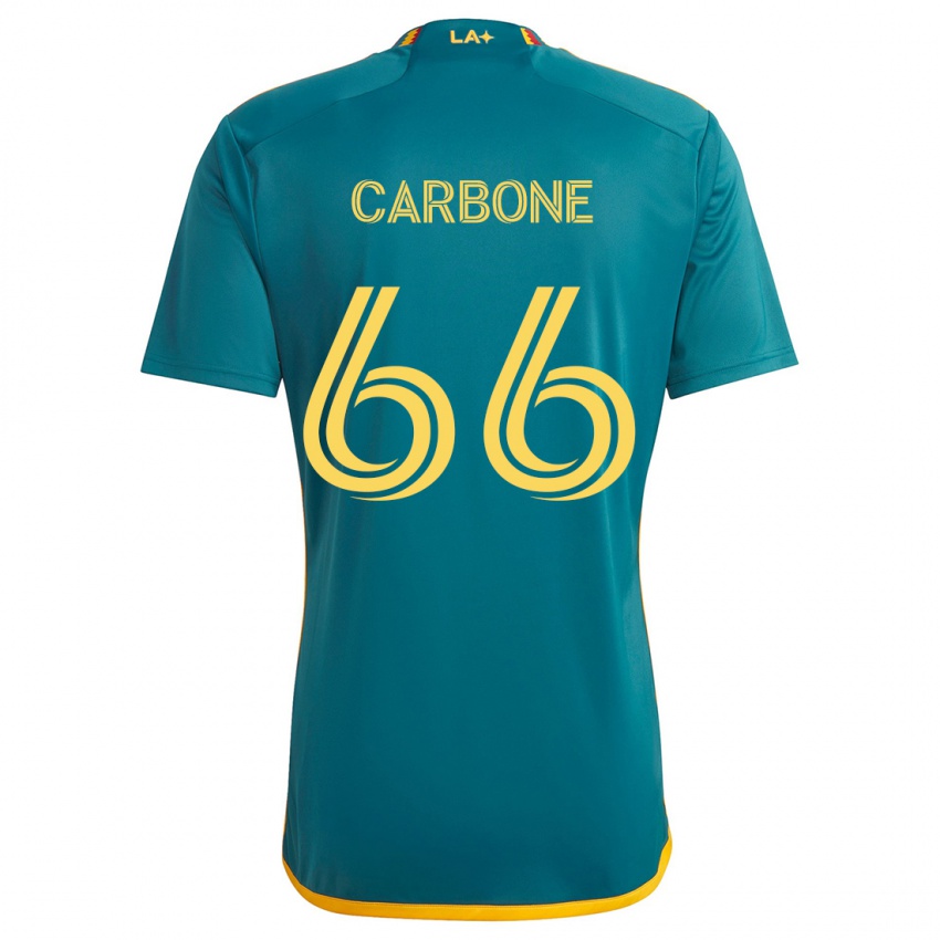 Niño Camiseta Matteo Carbone #66 Verde Amarillo 2ª Equipación 2024/25 La Camisa Argentina