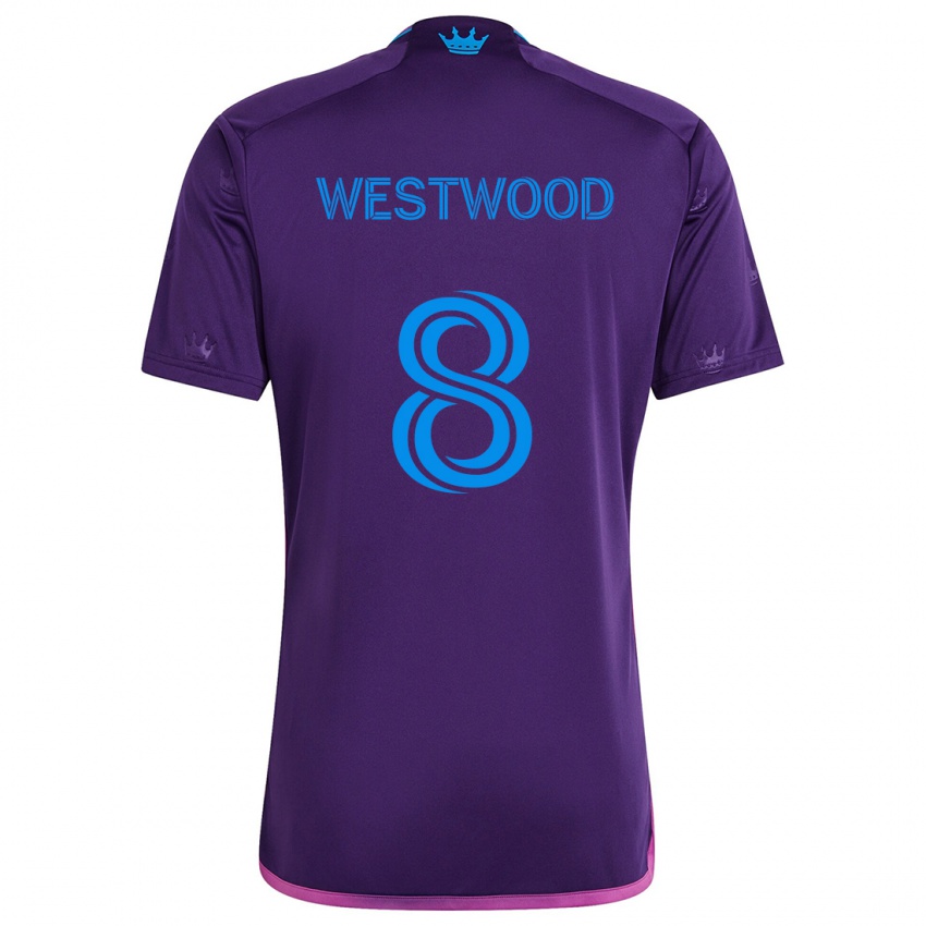 Niño Camiseta Ashley Westwood #8 Azul Morado 2ª Equipación 2024/25 La Camisa Argentina