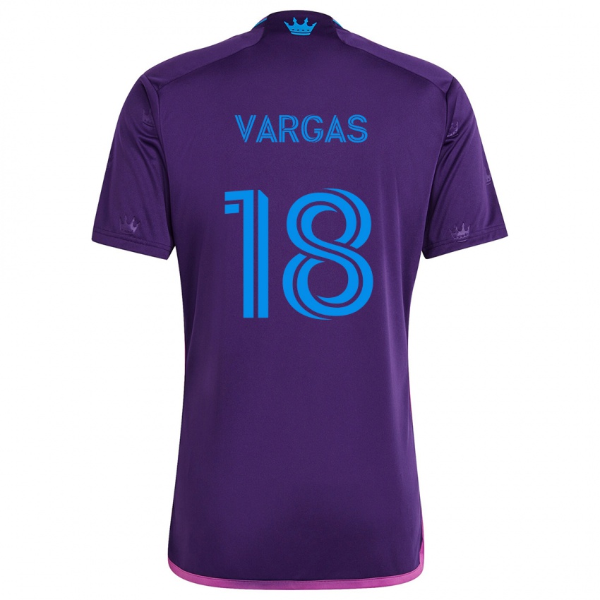 Niño Camiseta Kerwin Vargas #18 Azul Morado 2ª Equipación 2024/25 La Camisa Argentina