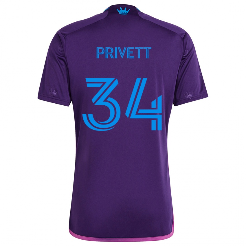 Niño Camiseta Andrew Privett #34 Azul Morado 2ª Equipación 2024/25 La Camisa Argentina