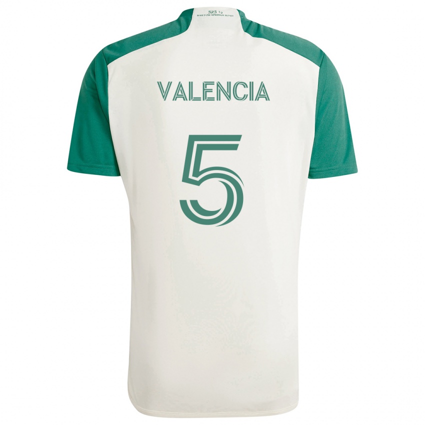 Niño Camiseta Jhojan Valencia #5 Colores Tostados Verde 2ª Equipación 2024/25 La Camisa Argentina