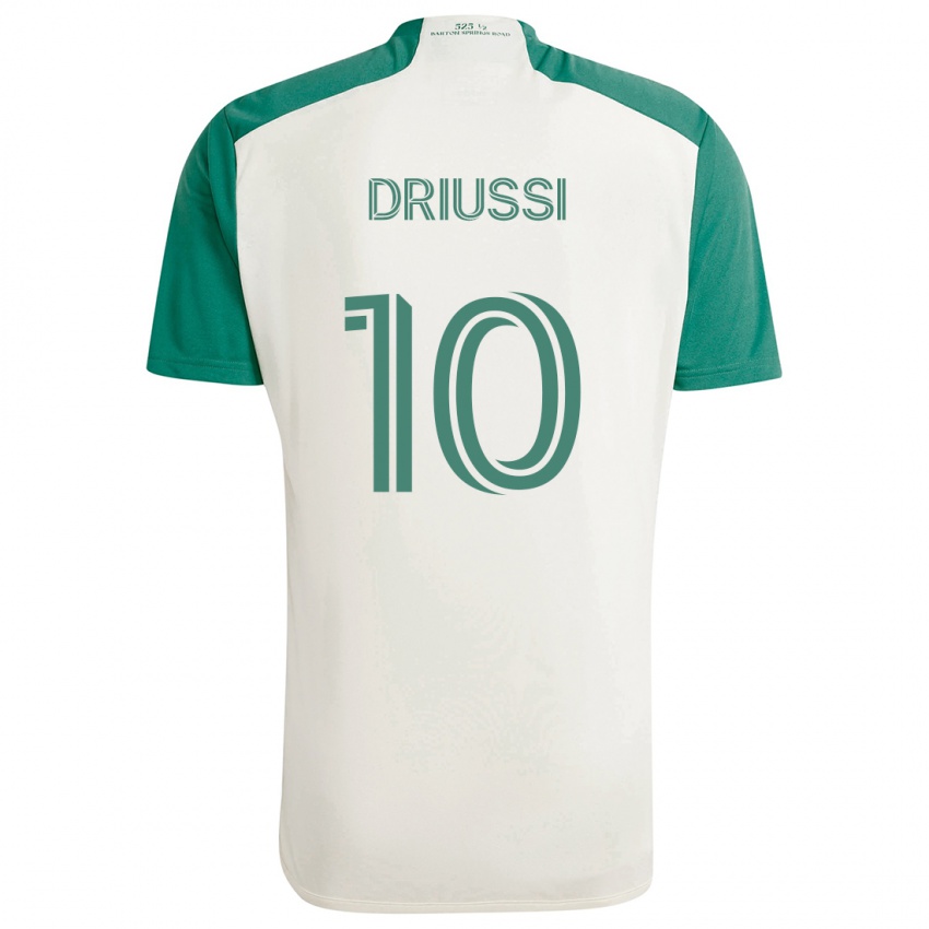 Niño Camiseta Sebastián Driussi #10 Colores Tostados Verde 2ª Equipación 2024/25 La Camisa Argentina